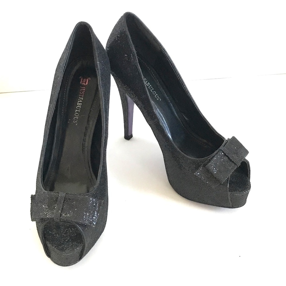 JUST FAB Stilettos Black Pumps Women’s Size 10